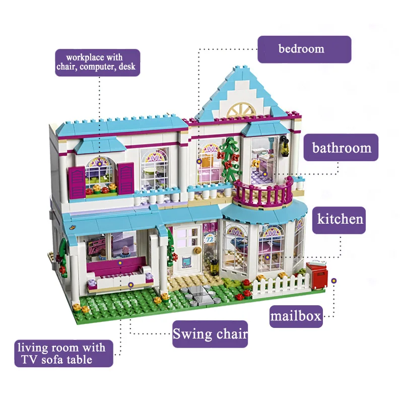 Model building kits Girl Series Friends The Romantic Doll Stephanie's House Set Compatible with Lego 41314 Brick figure toys
Model building kits Girl Series Friends The Romantic Doll Stephanie's House Set Compatible with Lego 41314 Brick figure toys