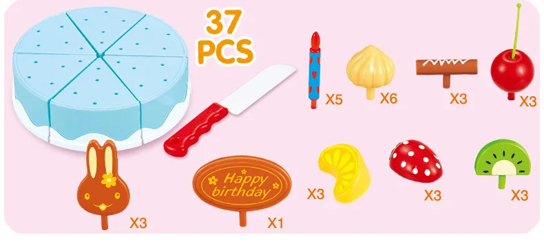 Safe ABS 38 pcs/Set Plastic Kitchen Food Fruit birthday cake Cutting Kids Pretend Play Educational girl DIY De Juguete boy gift 13