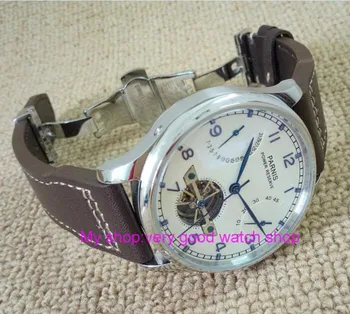 43MM PARNIS Butterfly buckle ST2530 Automatic Self-Wind movement white dial power reserve men's watch Leather Strap 237A
43MM PARNIS Butterfly buckle ST2530 Automatic Self-Wind movement white dial power reserve men's watch Leather Strap 237A