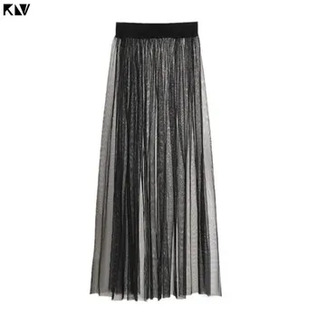 KLV Sexy See Through Mesh Maxi Long Tulle Skirt Ultra-Thin Pleated Flowy Solid Color High Waist Single Layer A-Line Skirts
KLV Sexy See Through Mesh Maxi Long Tulle Skirt Ultra-Thin Pleated Flowy Solid Color High Waist Single Layer A-Line Skirts