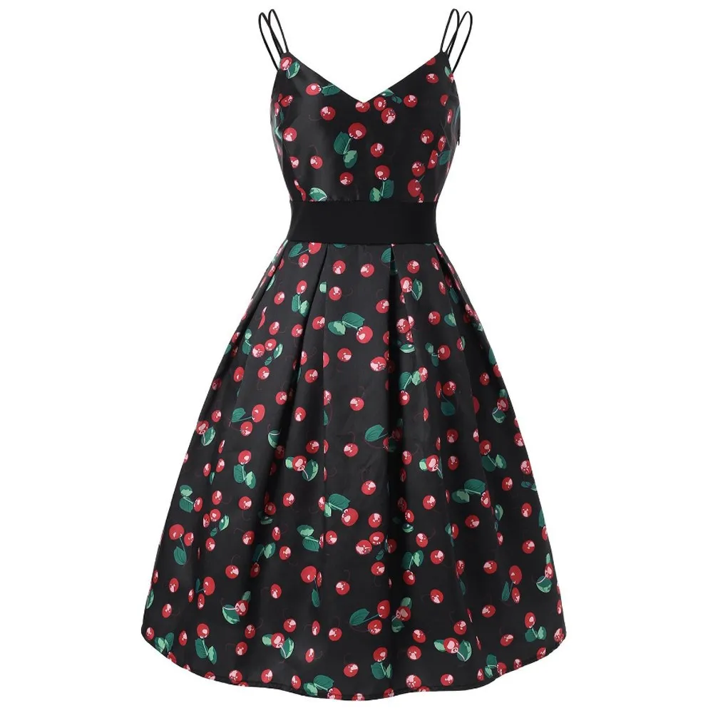 Summer Women Cherry Printed Spaghetti Strap Dress 50S Sundress Sling Party Dress Vintage Polka Cherry Dress
Summer Women Cherry Printed Spaghetti Strap Dress 50S Sundress Sling Party Dress Vintage Polka Cherry Dress