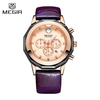 

MEGIR Date Chronograph Women Watch Top Luxury Brand Lover Female Clocks Mesh Steel Classic Lady Watches Dress Business Clock Box