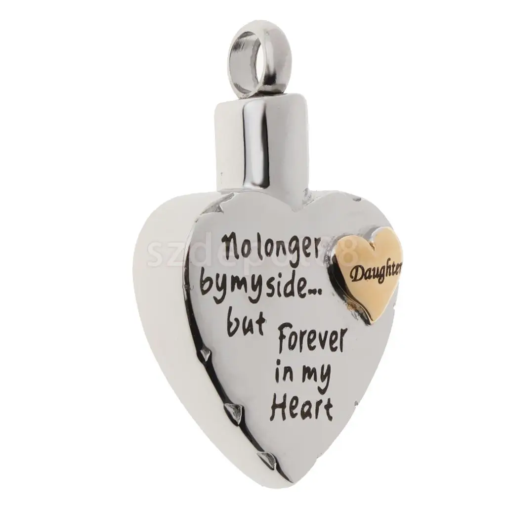Dad Mom Son Sister Daughter Family Members Love Heart Cremation Urn Stainless Steel Pendant Forever In My Heart