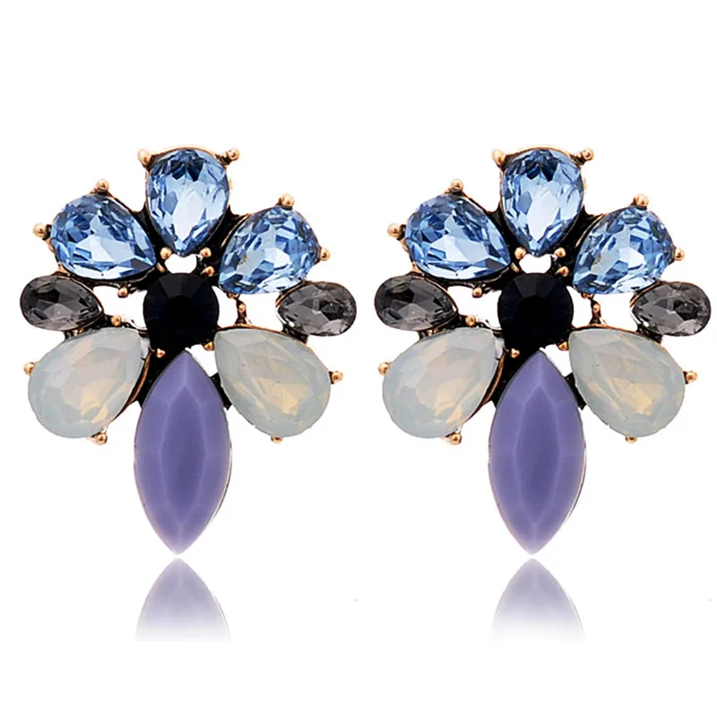 2018 New Vintage Punk Style Fashion Flower Stud Earrings Golden Crystal Diamante Women Gifts for Girls|earrings gift|flower studflower stud earrings