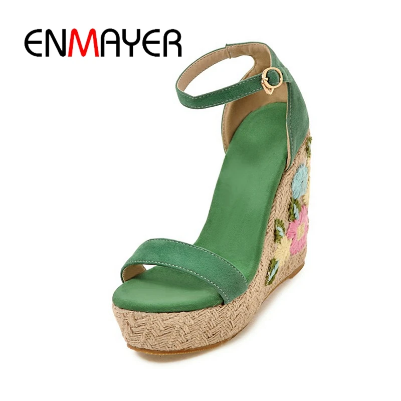 ENMAYER 2018 New Arrival summer flower stretch fabric wedges lady fashion buckle strap platform sandals ZYL319
ENMAYER 2018 New Arrival summer flower stretch fabric wedges lady fashion buckle strap platform sandals ZYL319