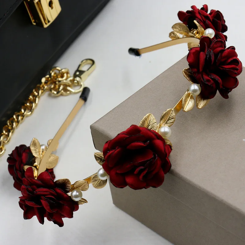 2016 Runway Baroque Red Rose Flower Hair Band Wide Headband Pearl Hair Accessories Wedding Tiara Menina Queen Gold Leaf Crown
2016 Runway Baroque Red Rose Flower Hair Band Wide Headband Pearl Hair Accessories Wedding Tiara Menina Queen Gold Leaf Crown