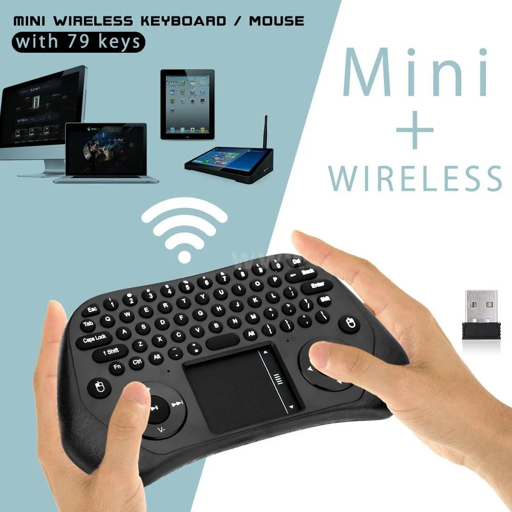 

Portable Handheld Ultra Mini 79 Keys Tochpad Remote Control 2.4GHz Wireless Keyboard Air Smart Mouse Mice for TV box PC Laptop