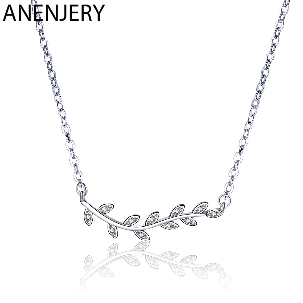 ANENJERY Simple 925 Sterling Silver Zircon Leaves Necklaces For Women Girl Gift Chain Choker Elegant Jewelry S-N426
ANENJERY Simple 925 Sterling Silver Zircon Leaves Necklaces For Women Girl Gift Chain Choker Elegant Jewelry S-N426
