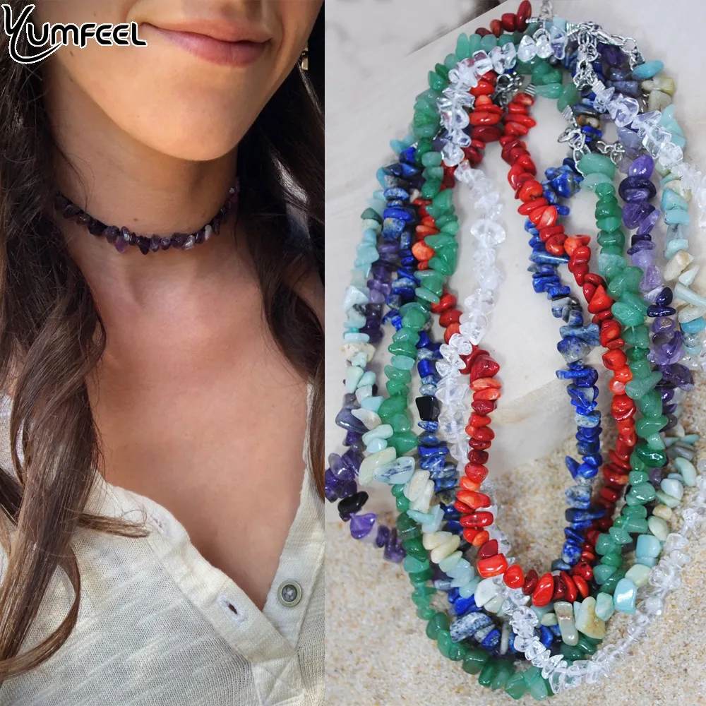 Yumfeel Brand New Natural Stone Choker Necklace Handmade Amethyst Chips Rose Quartz Lapis Coral Crystal Necklace Women Jewelry
Yumfeel Brand New Natural Stone Choker Necklace Handmade Amethyst Chips Rose Quartz Lapis Coral Crystal Necklace Women Jewelry