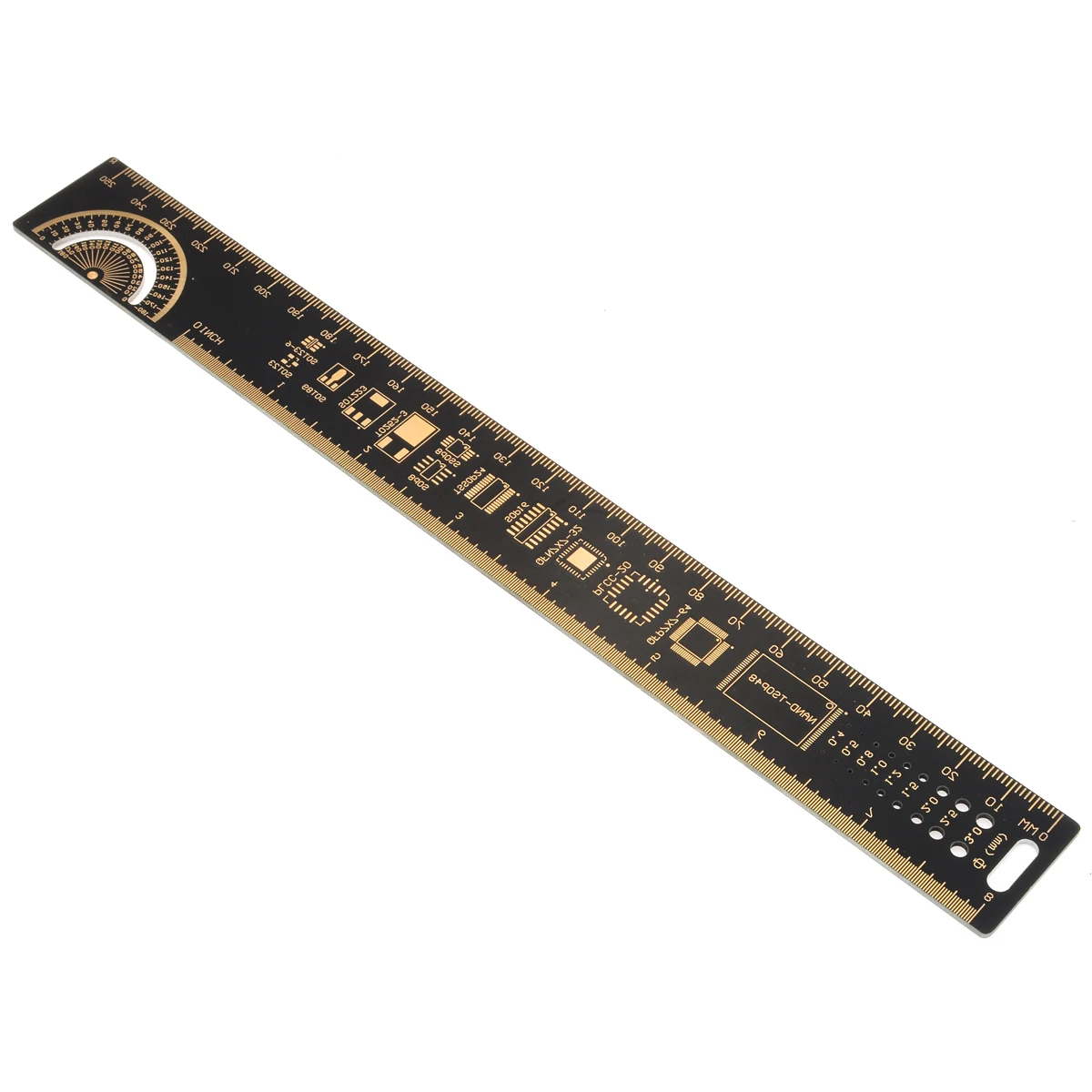 Multifunctional PCB Straight Ruler 25cm 10 inch Measuring Caliper Tool Electronic Resistor Capacitor Chip IC Craft Ruler