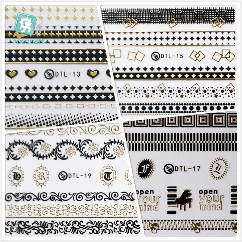 Rocooart DTL009-024 Water Transfer Nails Art Sticker 3D Black Golden String Elements Nail Wrap Sticker Tips Manicura stickers
Rocooart DTL009-024 Water Transfer Nails Art Sticker 3D Black Golden String Elements Nail Wrap Sticker Tips Manicura stickers