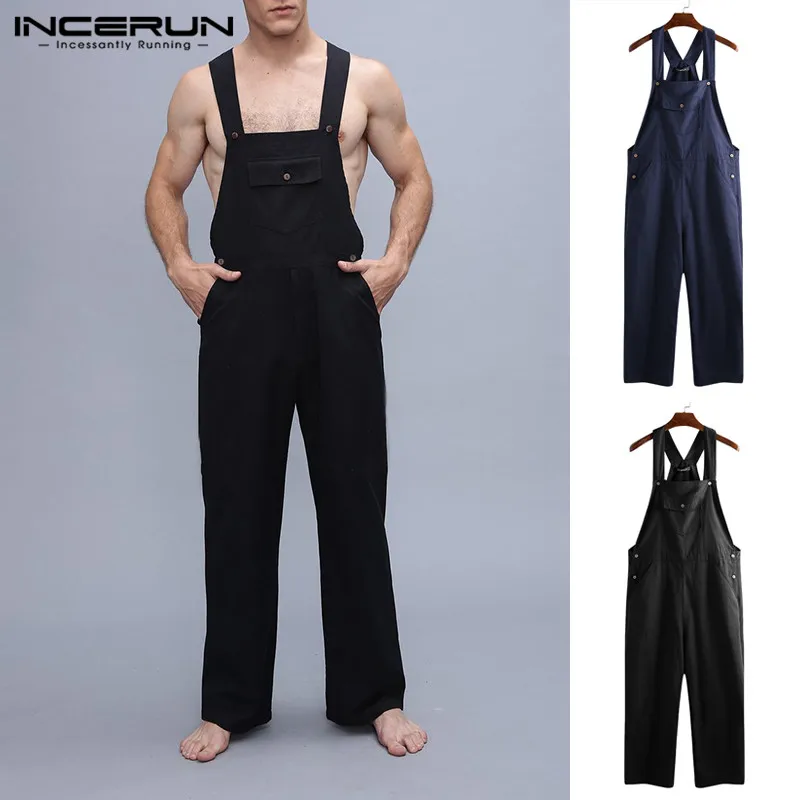 INCERUN Fashion Men Jumpsuit Rompers Pockets Solid Loose Strap Suspenders Pants Men Joggers Classics Overalls Streetwear 2019 
INCERUN Fashion Men Jumpsuit Rompers Pockets Solid Loose Strap Suspenders Pants Men Joggers Classics Overalls Streetwear 2019