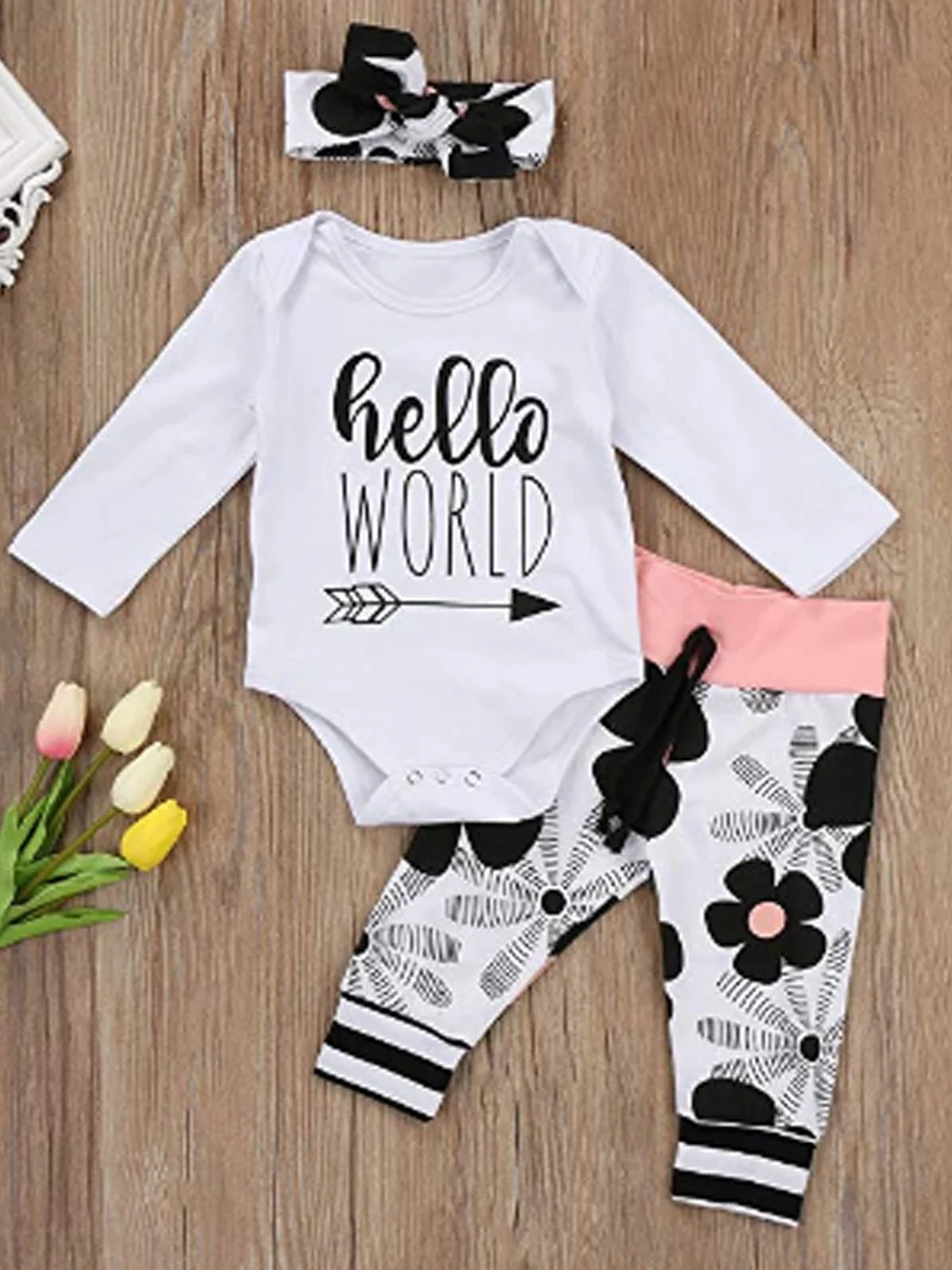 Infant Newborn Baby Girls Hello World Floral Outfits Long Sleeve Letter Print Bodysuit Leg Warmers Headband Clothes Sets
Infant Newborn Baby Girls Hello World Floral Outfits Long Sleeve Letter Print Bodysuit Leg Warmers Headband Clothes Sets
