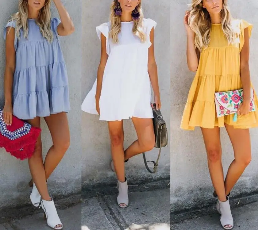 New summer boho women loose dress O-neck butterfly sleeve yellow&white&sky blue casaul beach dresses
New summer boho women loose dress O-neck butterfly sleeve yellow&white&sky blue casaul beach dresses