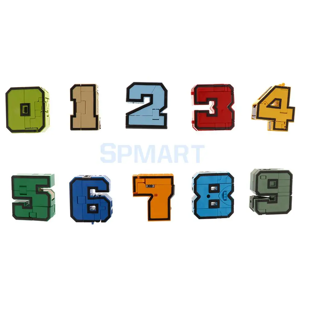 Numbers Armour Team Transforming Robot Toy Educational Toys Assembly Robots for Kid Children Play Display - 10pcs/Set