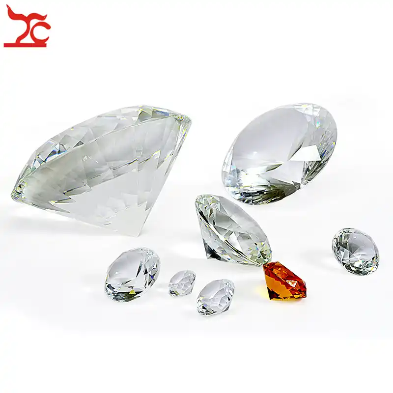 crystal clear diamond paperweight faceted cut glass diamond