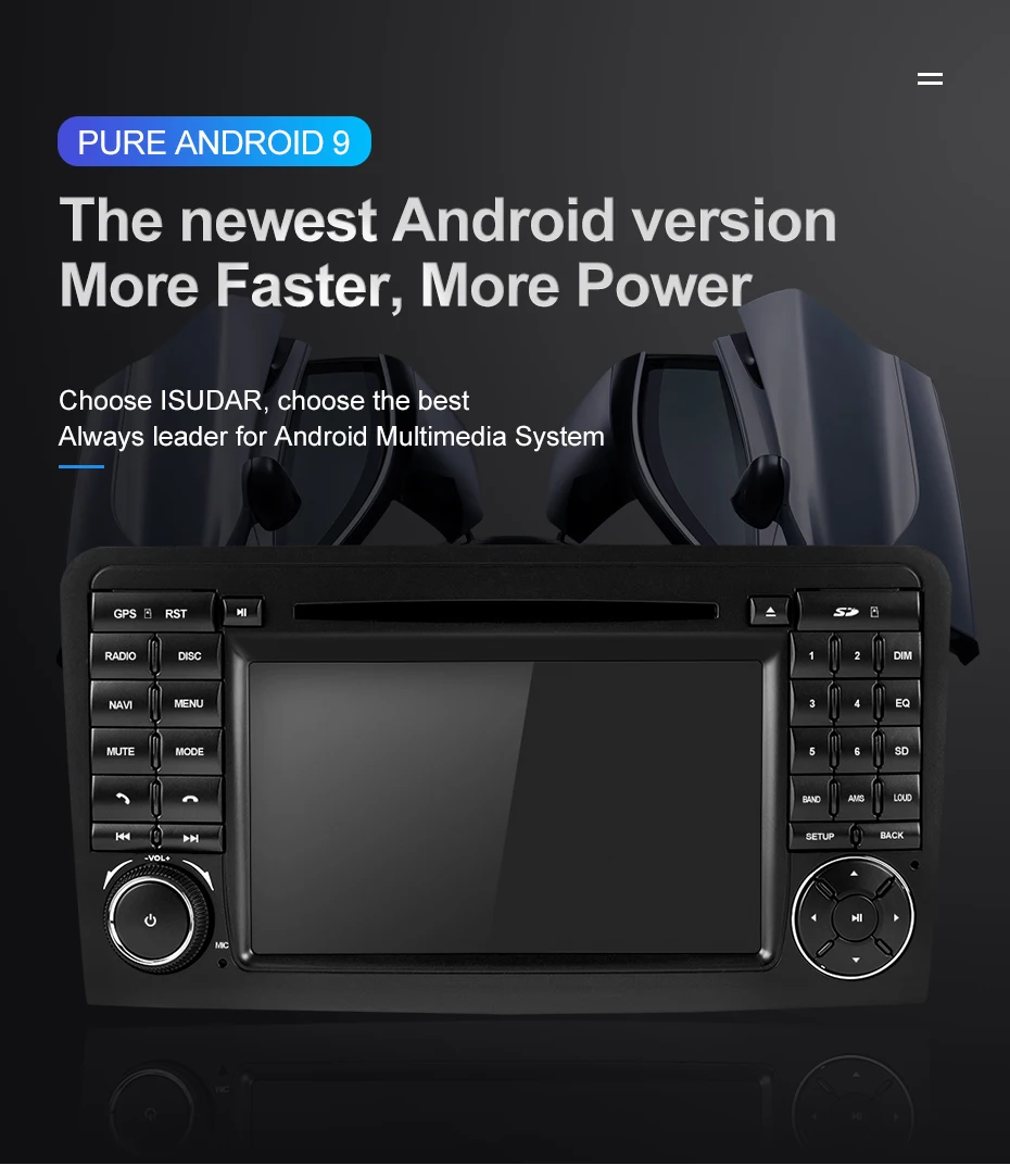 Discount Isudar 2 Din Auto Radio Android 9 For Mercedes/Benz/ML CLASS W164 ML350 ML300 Car Multimedia Player RAM 4GB GPS DVR GPS DSP Wifi 3