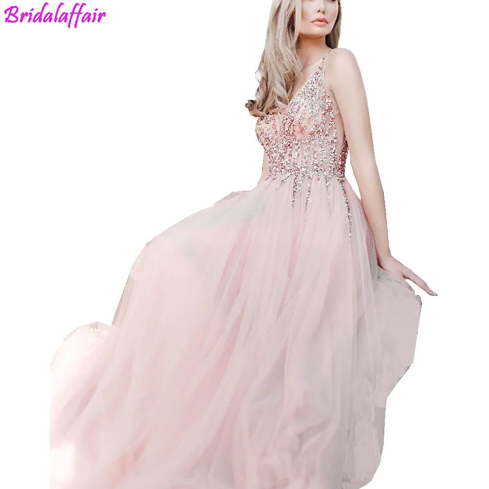 2019 V Neck Backless Long Elegant Prom Dresses Sexy Bead Appliques Tulle Formal Evening Gown Women's Party Celebrity Dress
2019 V Neck Backless Long Elegant Prom Dresses Sexy Bead Appliques Tulle Formal Evening Gown Women's Party Celebrity Dress