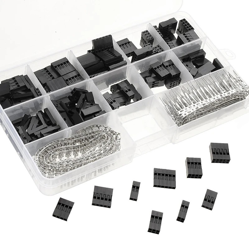 610pcs/set 2.54mm Dupont Jumper Housing Connector Header Male Female Crimp Pins Kit With Box