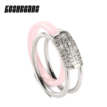 Lovely Girl Pink 2pcs/Set Be Apart Ceramic Ring With Shining Steel Rings Crystal Fashion Engagement Party Romantic Jewelry Gift
Lovely Girl Pink 2pcs/Set Be Apart Ceramic Ring With Shining Steel Rings Crystal Fashion Engagement Party Romantic Jewelry Gift