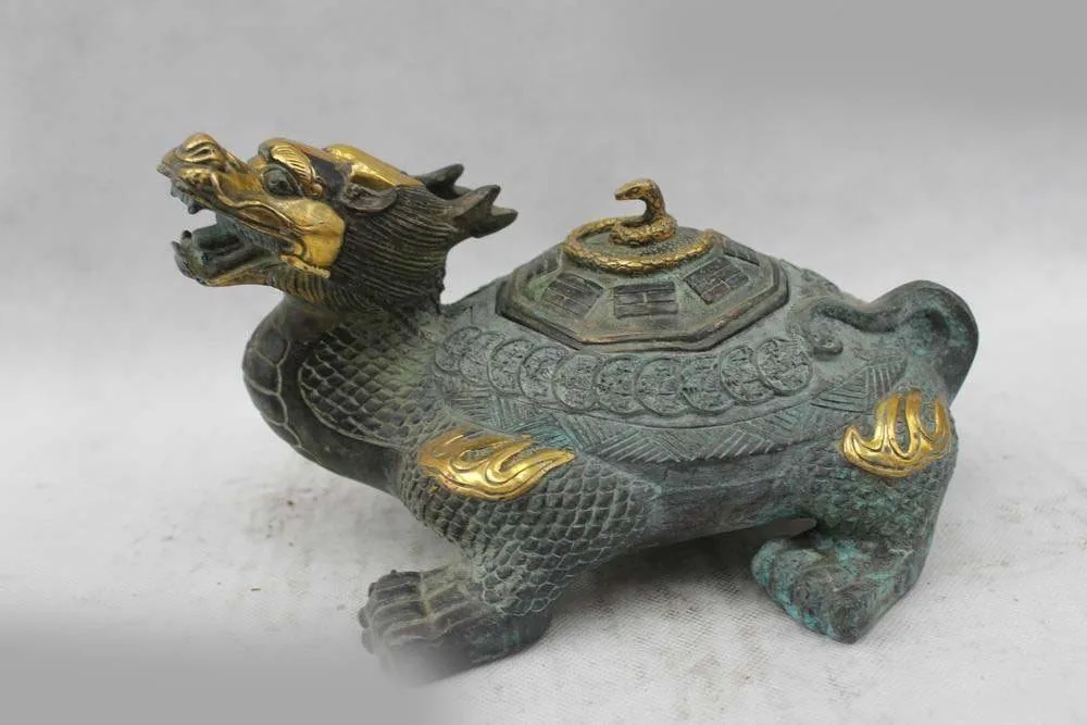 5"Chinese Folk Pure Bronze excellent Lifelike Dragon Turtle snake Statue
5"Chinese Folk Pure Bronze excellent Lifelike Dragon Turtle snake Statue