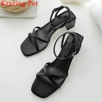 Krazing Pot British school summer brand full grain leather buckle strap peep toe women sandals med heels party dancer shoes L42
Krazing Pot British school summer brand full grain leather buckle strap peep toe women sandals med heels party dancer shoes L42