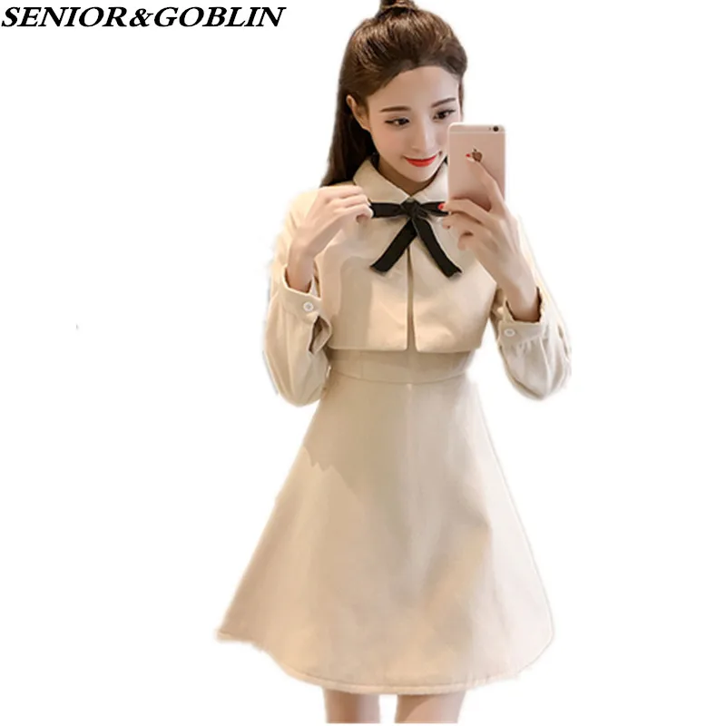 New 2019 Autumn and Winter Women Woolen Solid A Line Dress Long Sleeve Velvet Bow Tie Peter Pan Collar Fake Two Piece Wool Dress
New 2019 Autumn and Winter Women Woolen Solid A Line Dress Long Sleeve Velvet Bow Tie Peter Pan Collar Fake Two Piece Wool Dress