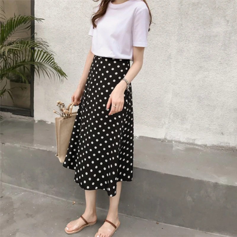 Vintage Women Summer Skirt Korean Streetwear Polka Dot Slim High Waist A Line Chiffon Long Skirt Black Red
Vintage Women Summer Skirt Korean Streetwear Polka Dot Slim High Waist A Line Chiffon Long Skirt Black Red