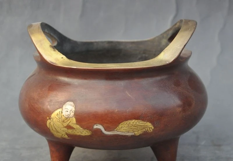marked chinese buddhism pure bronze Boy Crane lucky statue Incense burner Censer
marked chinese buddhism pure bronze Boy Crane lucky statue Incense burner Censer
