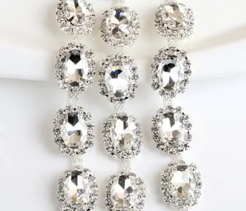 1yard Oval Crystal Buckle Rhinestones Silver Plated Chain Trim For Wedding dress Collar Decoration
1yard Oval Crystal Buckle Rhinestones Silver Plated Chain Trim For Wedding dress Collar Decoration