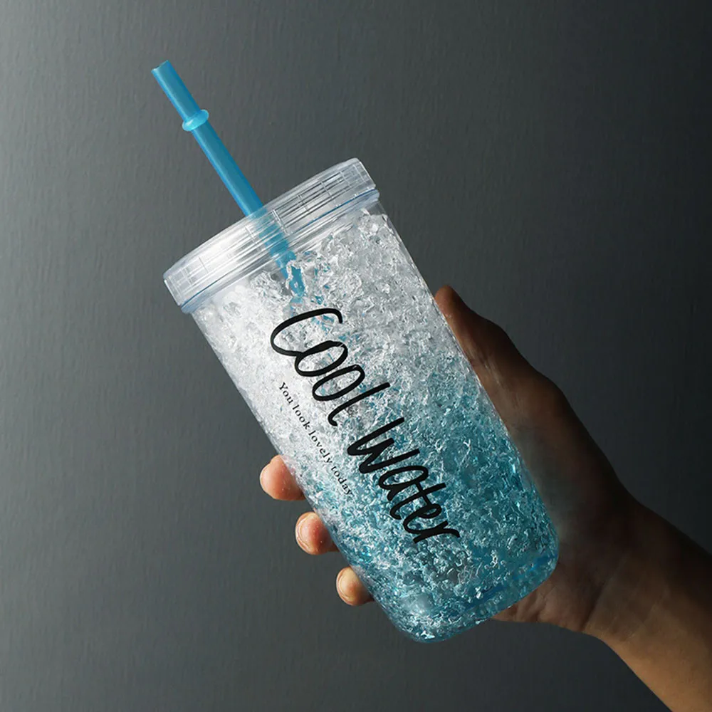 Summer Cool Sippy Water Bottle Chic Coffee Juice Milk Hidden Straw Ice Cup Double Layer Refrigerant Plastic Drink Bottle
Summer Cool Sippy Water Bottle Chic Coffee Juice Milk Hidden Straw Ice Cup Double Layer Refrigerant Plastic Drink Bottle