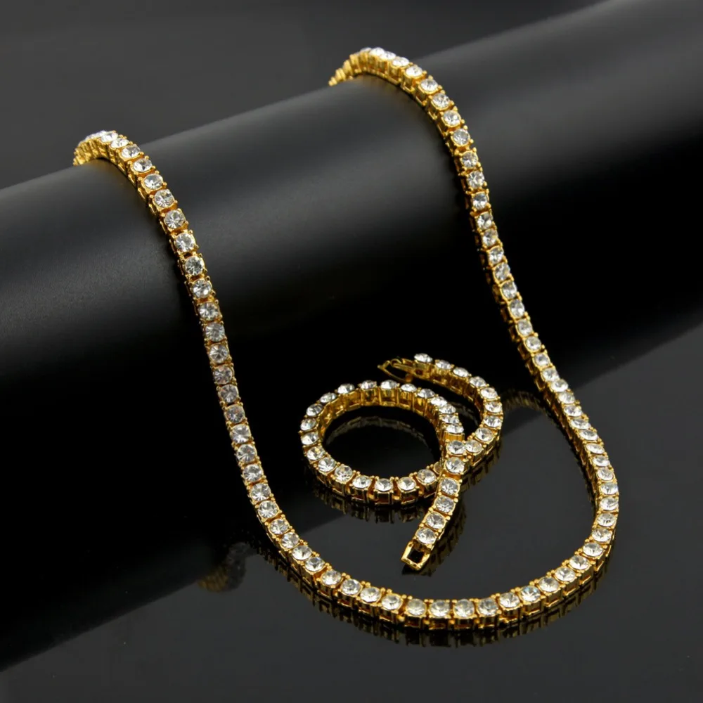 Women Men Bling Iced Out Golden 1 Row Rhinestone Necklaces Bracelets Sets Hip Hop Charm Crystal Chain Jewelry set Gifts
Women Men Bling Iced Out Golden 1 Row Rhinestone Necklaces Bracelets Sets Hip Hop Charm Crystal Chain Jewelry set Gifts