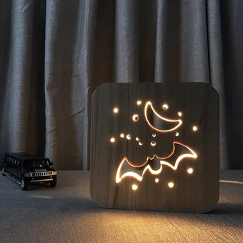 Warm White Bat Lamp 3D Visual LED Wooden Night Lights USB Table Lampara as Child Gift for Room Decor Night Lamp
Warm White Bat Lamp 3D Visual LED Wooden Night Lights USB Table Lampara as Child Gift for Room Decor Night Lamp