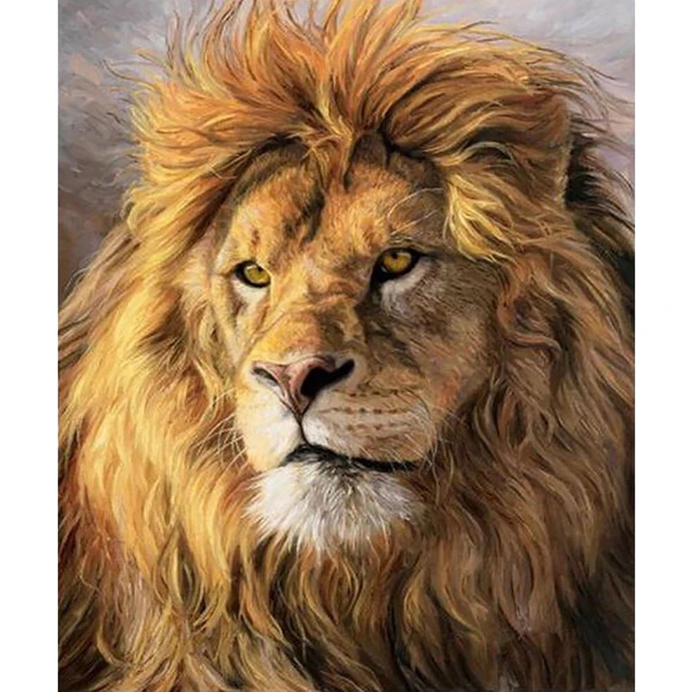 Алмазная вышивка LZAIQIZG полноразмерная/круглая картина с изображением головы льва