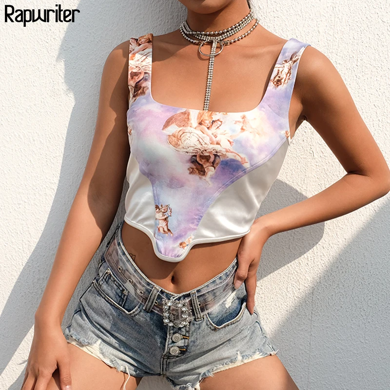 Rapwriter Sexy Skinny Panelled Angel Printed O-Neck Women Purple Tank Tops Women 2019 Summer Sleeveless Slim Stretch Crop Tops
Rapwriter Sexy Skinny Panelled Angel Printed O-Neck Women Purple Tank Tops Women 2019 Summer Sleeveless Slim Stretch Crop Tops