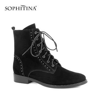 SOPHITINA Ankle Boots Quality Genuine Cow Leather Lace up Lady Shoes Square Low Heel Comfortable Warm Winter Woman's Boots M58
SOPHITINA Ankle Boots Quality Genuine Cow Leather Lace up Lady Shoes Square Low Heel Comfortable Warm Winter Woman's Boots M58