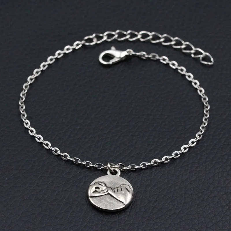 Personalized Pinky Promise Charms Bracelet Antique Silver Initial Bracelet DIY Handmade Link Chain Bracelet For Women
Personalized Pinky Promise Charms Bracelet Antique Silver Initial Bracelet DIY Handmade Link Chain Bracelet For Women