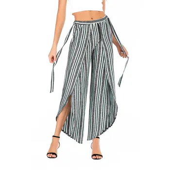2019 Summer Casual Women Striped Pants Fashion Split Wide Leg Pants Loose High Waist Sashes Office Ladies Trousers
2019 Summer Casual Women Striped Pants Fashion Split Wide Leg Pants Loose High Waist Sashes Office Ladies Trousers