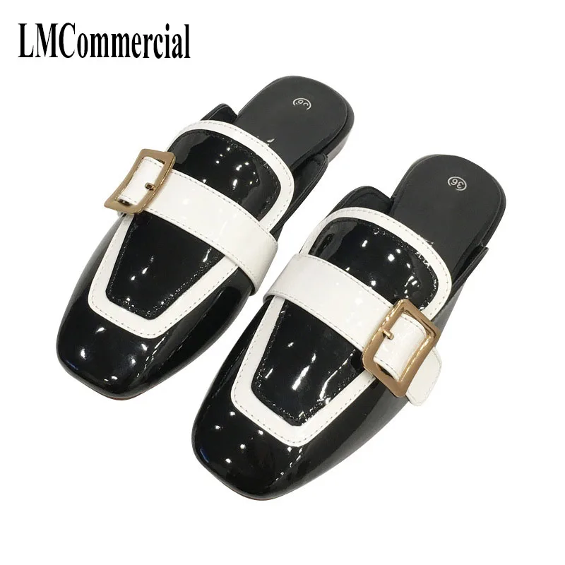 spring autumn summer sandals spring new patent leather hasp shallow mouth square toe flat bottom half - drag sandal female
spring autumn summer sandals spring new patent leather hasp shallow mouth square toe flat bottom half - drag sandal female