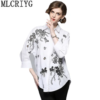 European White Embroidery Blouse Women Office Shirts Tops 2019 Fashion Casual Loose Blouses Femme Blusa Work Wear Hot Sale LX138
European White Embroidery Blouse Women Office Shirts Tops 2019 Fashion Casual Loose Blouses Femme Blusa Work Wear Hot Sale LX138