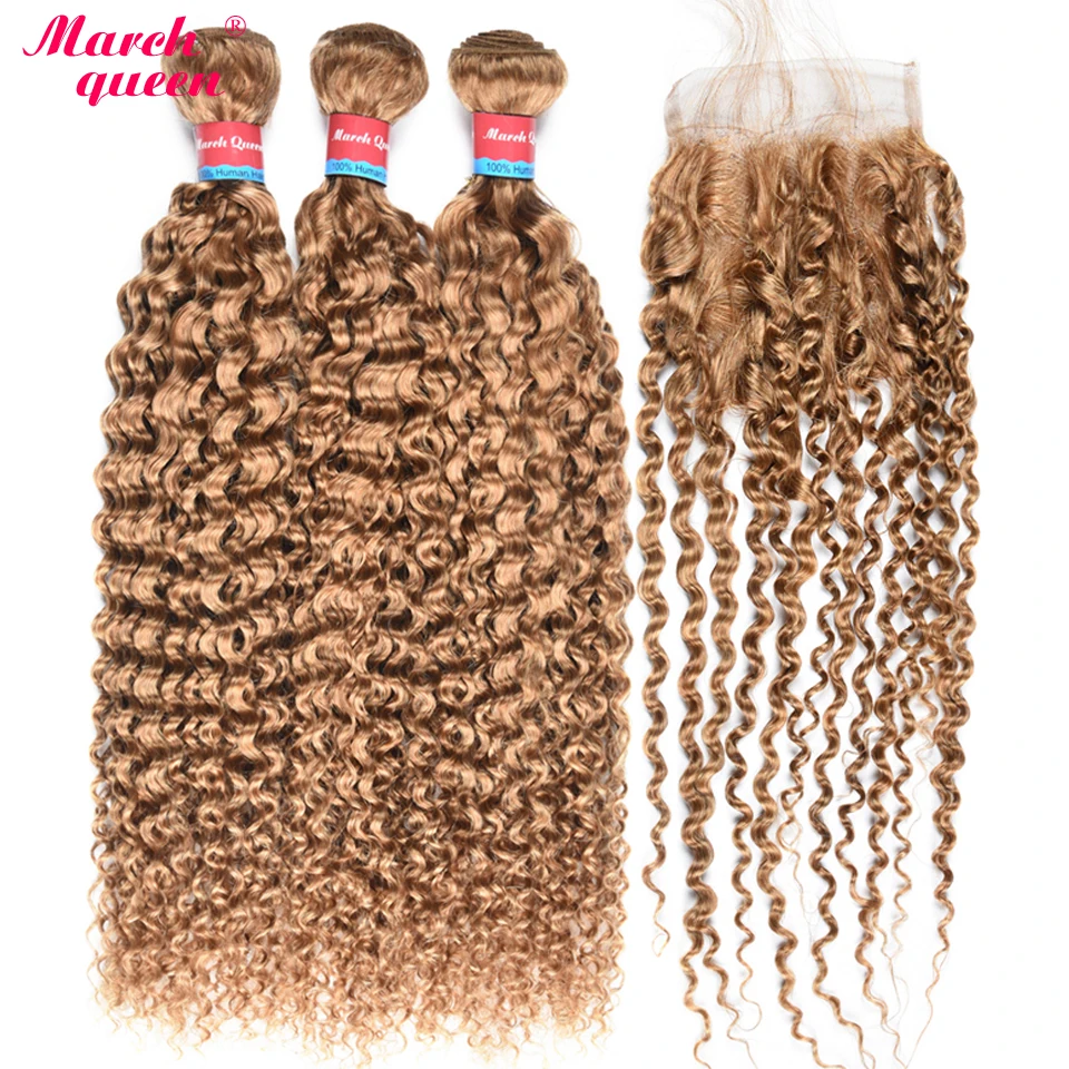 Brazilian Bundles With Closure #27 Honey Blonde Color Human Hair Weave 3 Bundles Curly Hair Extensions With 4x4 Lace Closure
Brazilian Bundles With Closure #27 Honey Blonde Color Human Hair Weave 3 Bundles Curly Hair Extensions With 4x4 Lace Closure