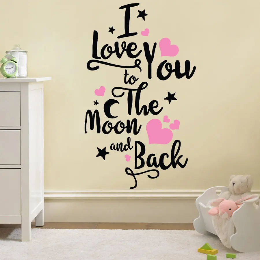YOYOYU Наклейка на стену съемные стенки Стикеры с надписью I love you to the moon and back (мама я
