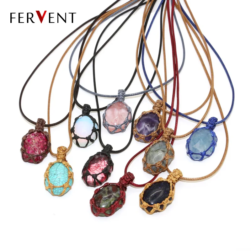 Drop shipping Fashion personality necklace Natural Stone Crystal Pendant Wrap braid Necklace Yoga macrame Necklace for men women
Drop shipping Fashion personality necklace Natural Stone Crystal Pendant Wrap braid Necklace Yoga macrame Necklace for men women