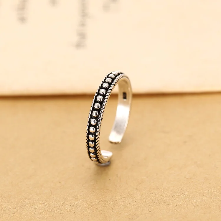 Vintage Fashion 925 Sterling Silver Beads Round Rings For Women Adjustable Ring Wedding Anillos De Plata 925
Vintage Fashion 925 Sterling Silver Beads Round Rings For Women Adjustable Ring Wedding Anillos De Plata 925