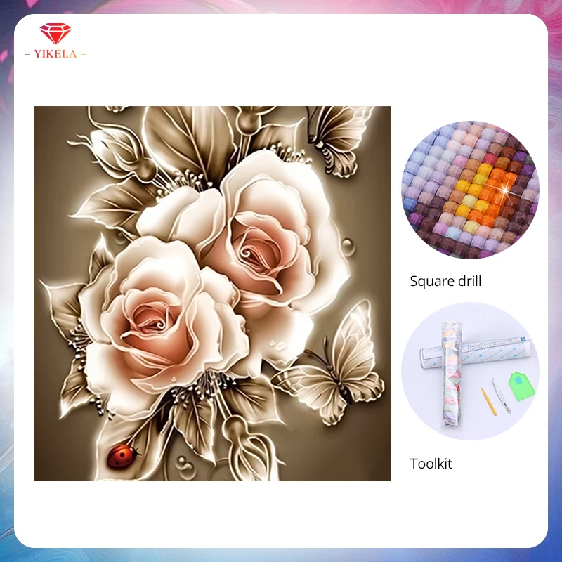 YIKELA 5D Rose Flower Painting Cross Stitch Full Diamond Embroidery Wall Painting DIY Home Decoration Accessories Wall Sticker 
YIKELA 5D Rose Flower Painting Cross Stitch Full Diamond Embroidery Wall Painting DIY Home Decoration Accessories Wall Sticker