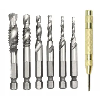 7 Pcs 1/4 Inch Hss Spiral Hex Shank Combination Drill Screw Tap Bit Set(M3-M10)With Automatic Spring Loaded Center Punch Tool
7 Pcs 1/4 Inch Hss Spiral Hex Shank Combination Drill Screw Tap Bit Set(M3-M10)With Automatic Spring Loaded Center Punch Tool