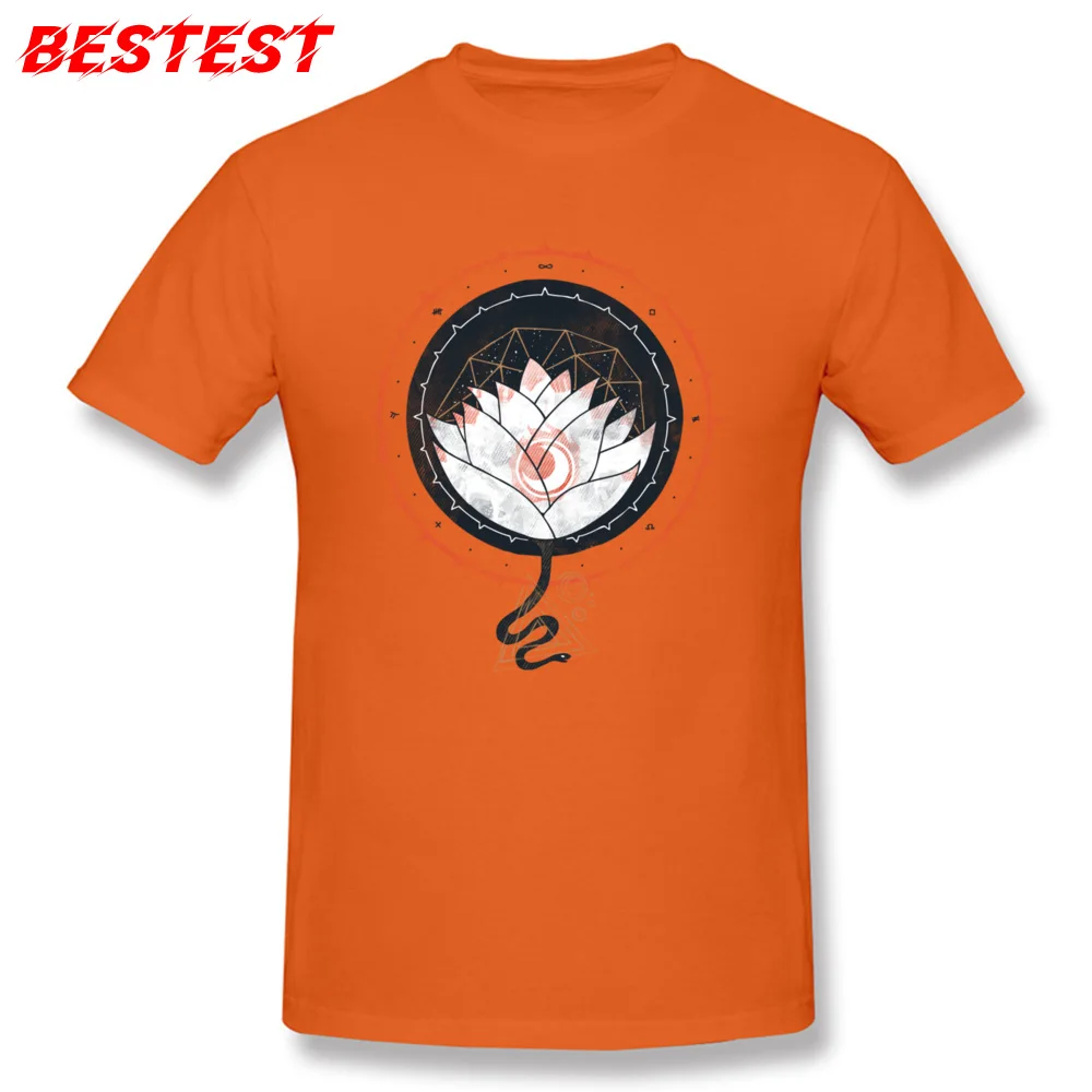 Pure Cotton Adult Short Sleeve Lotus T-shirts Summer Tops Shirts Prevalent Design O-Neck T Shirt Wholesale Lotus orange