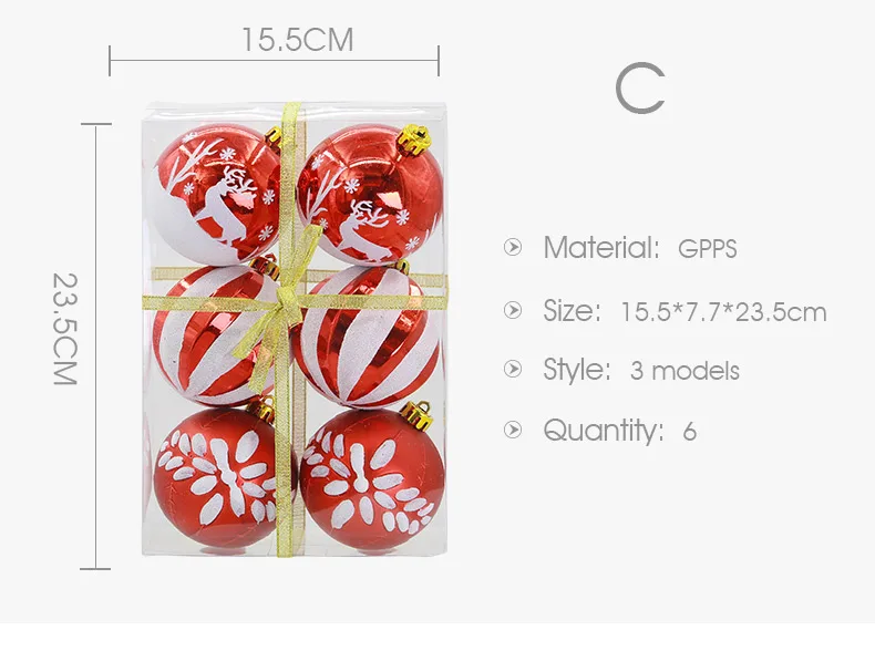 04 inhoo 24 PCS 68cm Christmas Tree Ball Baubles Xmas Party Wedding Hanging Ornament Christmas Decoration Supplies for Home