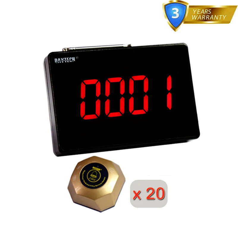 DAYTECH Wireless Calling System Restaurant Coaster Pager Queue Calling system Call Center Service Bell One Watch Pager 20 Button 
DAYTECH Wireless Calling System Restaurant Coaster Pager Queue Calling system Call Center Service Bell One Watch Pager 20 Button