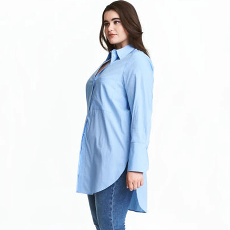 Plus Size OL Style Light Blue Basic Long Shirt Pocket Blouse Women Side Split Casual Loose Boyfriend Style Blouse 5XL 6XL 7XL
Plus Size OL Style Light Blue Basic Long Shirt Pocket Blouse Women Side Split Casual Loose Boyfriend Style Blouse 5XL 6XL 7XL